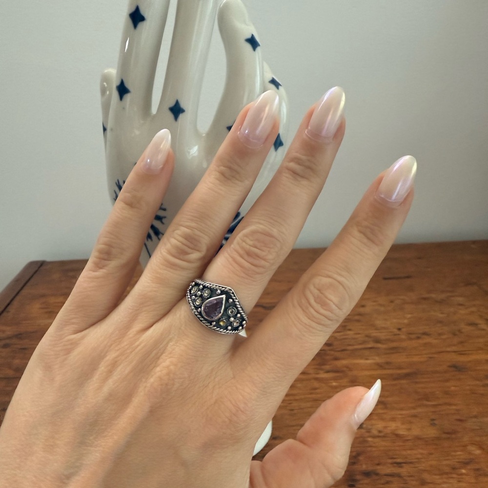 Amethyst Silver Elegant Ring